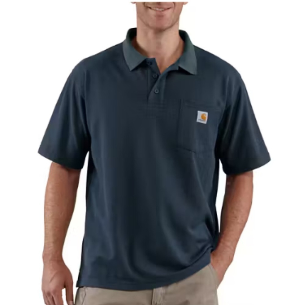 CARHARTT Men’s Loose Fit Short Sleeve Cotton-blend Pique Polo - Navy, XL